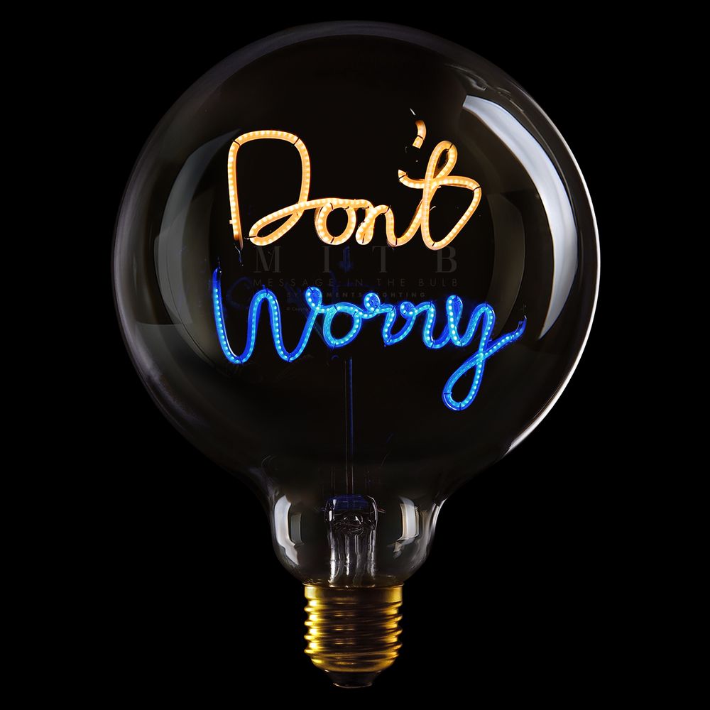 Message in the Bulb 904064ABX Don't Worry LED Light Bulb (6 Volt) - Clear Glass - Amber & Blue Light