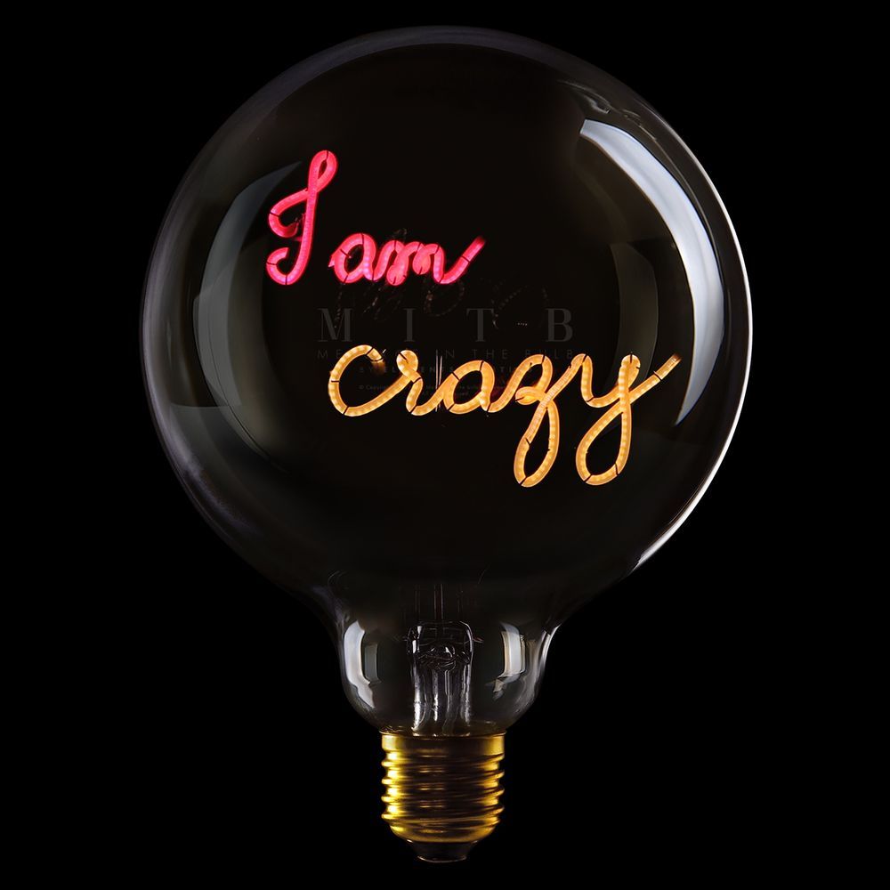 Message in the Bulb 904099Rax I Am Crazy LED Light Bulb (6 Volt) - Clear Glass - Red & Amber Light