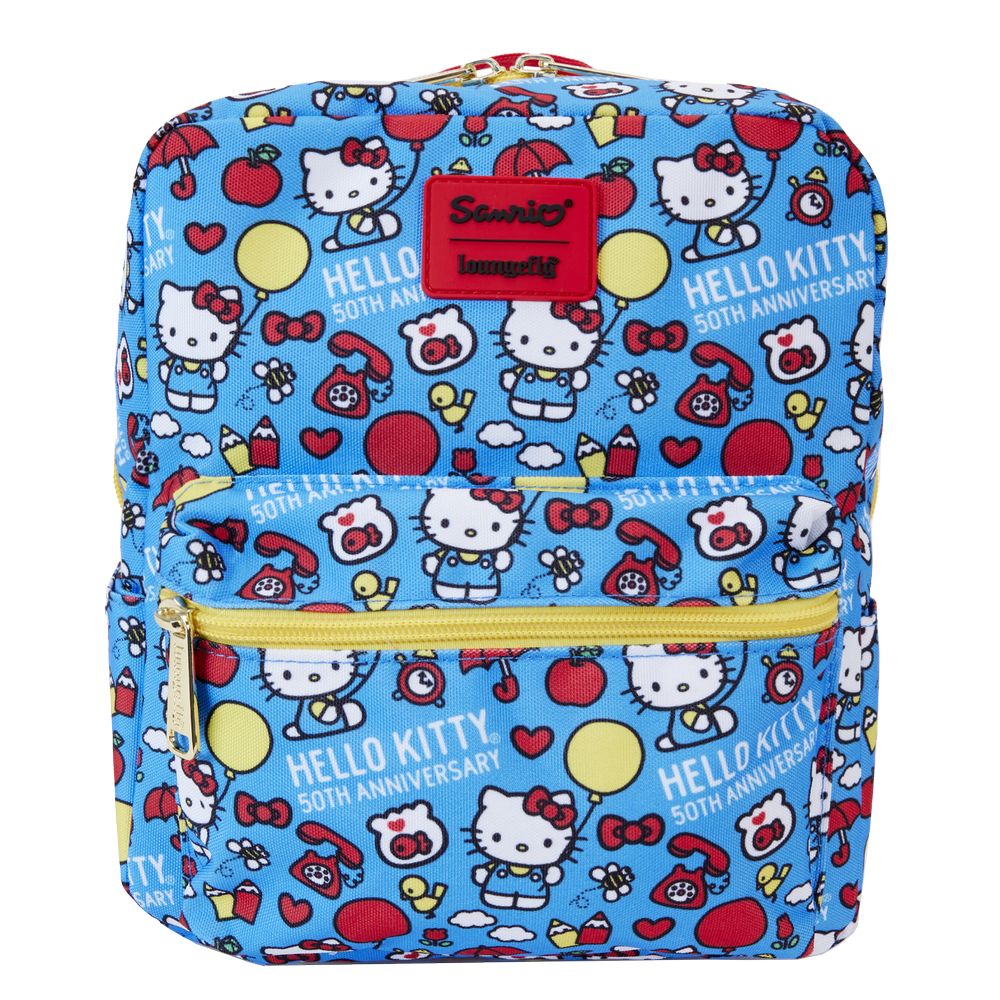Loungefly Leather Hello Kitty 50th Anniversary Classic Alloverprintnylon Square Mini Backpack