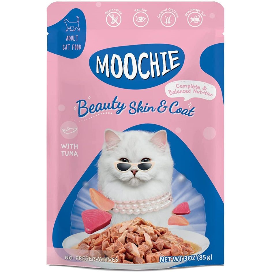 Moochie Cat Food Mince with Tuna - Beauty Skin & Coat Pouch 12 x 70 g