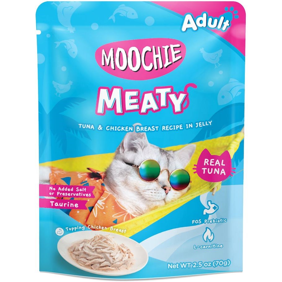 Moochie Cat Food Tuna & Chicken Breast Recipe In Jelly Pouch 12 x 70 g