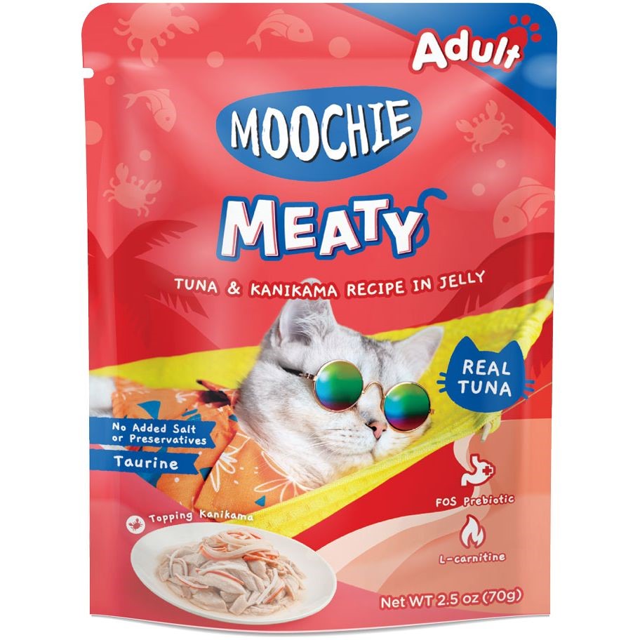 Moochie Cat Food Tuna & Kanikama Recipe In Jelly Pouch 12 x 70 g