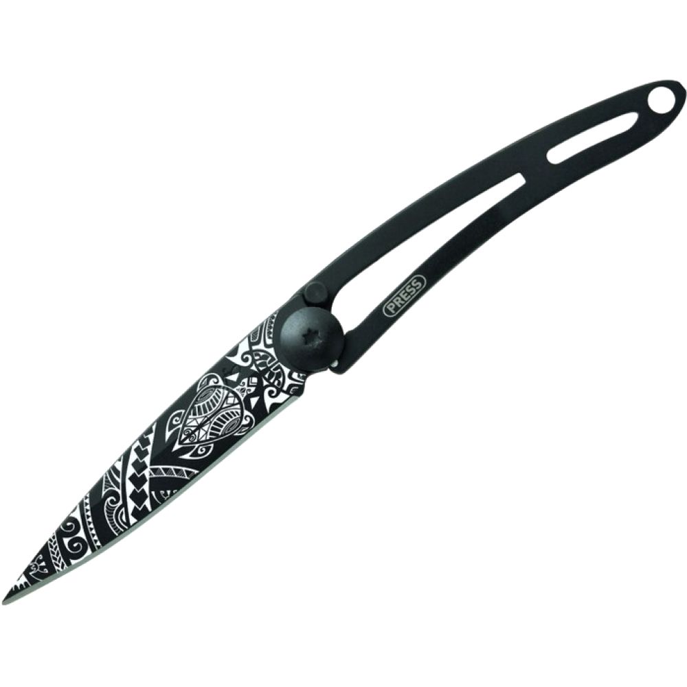 Deejo 15G Pocket Knife - Polynesian (Black)