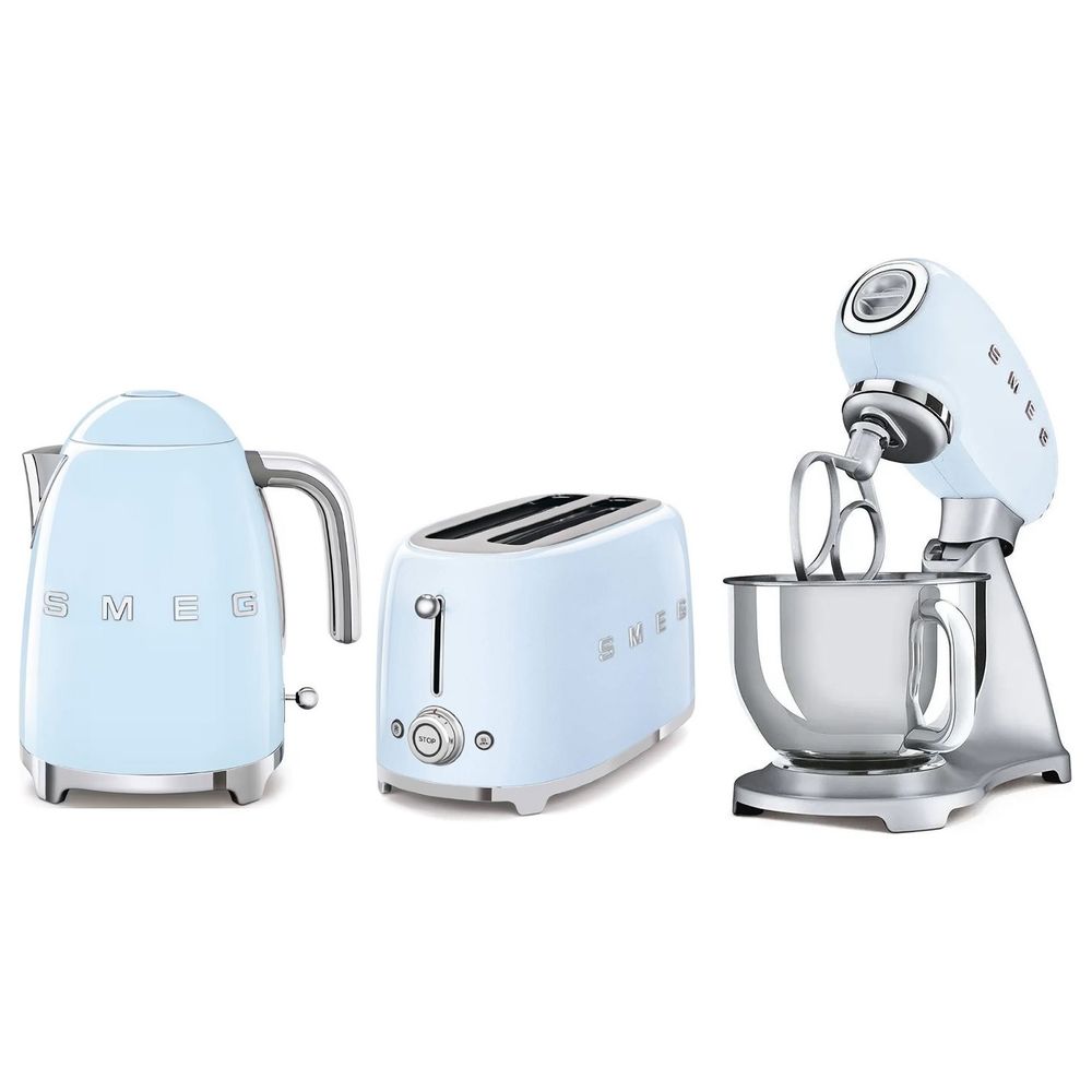 SMEG 50's Retro-Style Breakfast Set (Stand Mixer / Kettle / Toaster) - Pastel Blue
