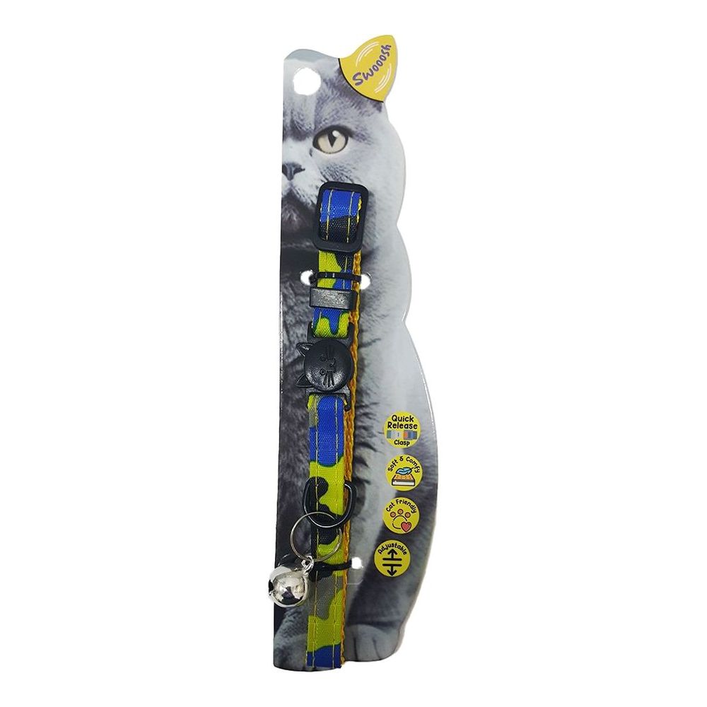 Swooosh Cat In Uniform Nylon Safe Collar - Yellow