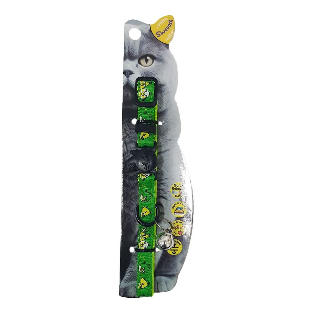 Swooosh Angry Birds Nylon Safe Cat Collar - Green