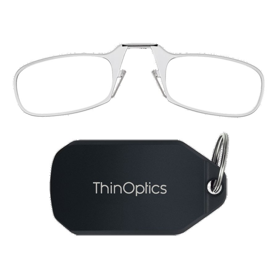 Thinoptics Readers Glasses With Black Keychain Case - Clear (+2.0)